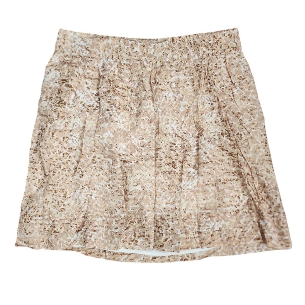 Ann Taylor Loft‎ Skirt Womens Size 6 Tan Floral Side Zip 100% Cotton Lined Light
